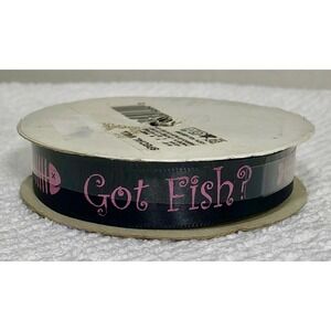 Craft Ribbon Got Fish 5/8-Inch x 9-Feet Pink Black Nautical Food Sports Offray